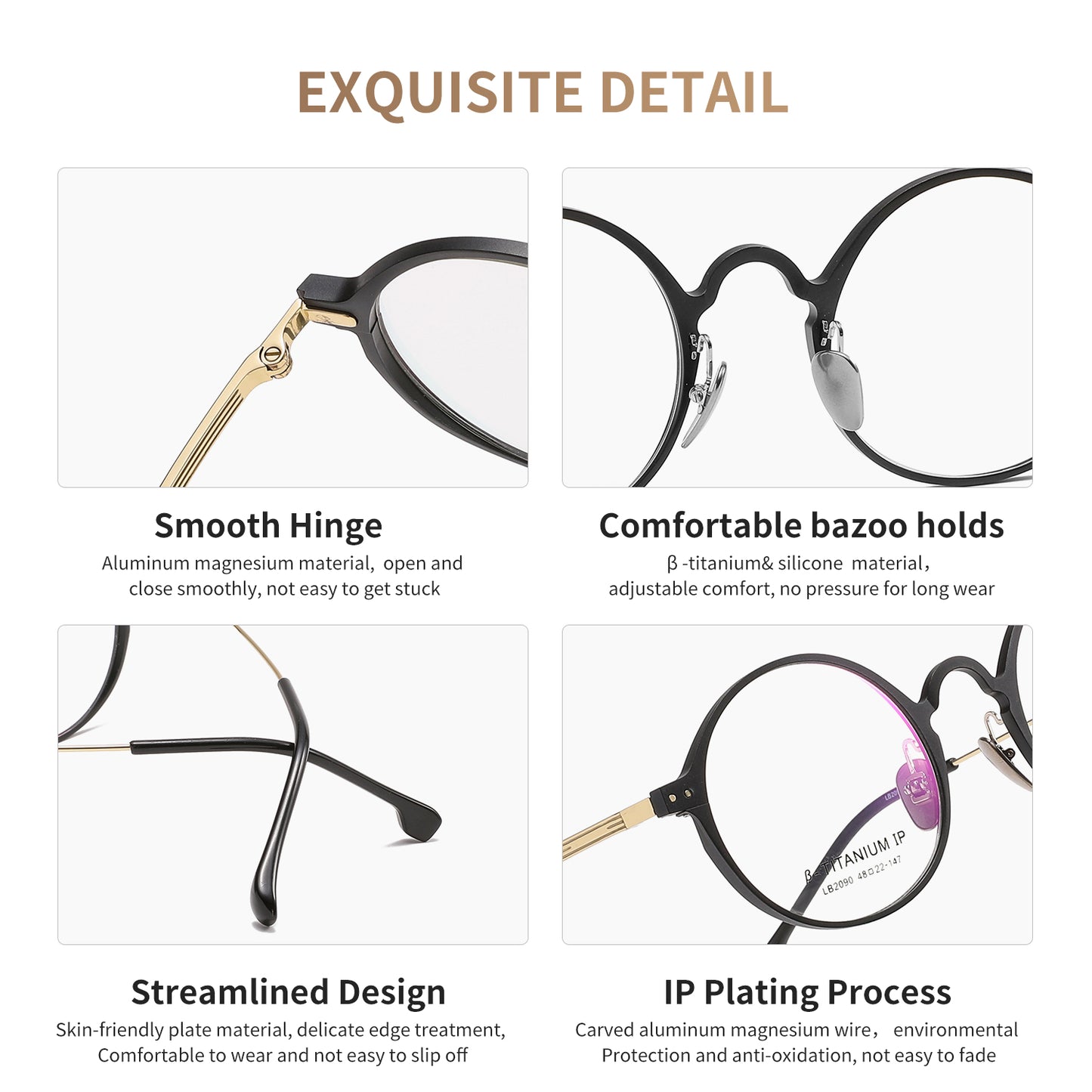 Kusila Aluminum Magnesium Optical Frames Unisex Women Men CUSTOM SHADES SUNGLASSES LOGO LB2090